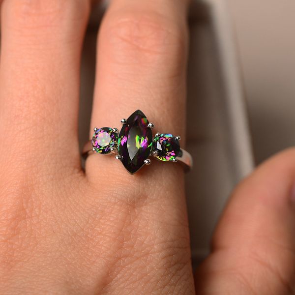 

korean sterling 925 silver color couple agate ring for wedding jewelry anillo bague z bizuteria for women gemstone