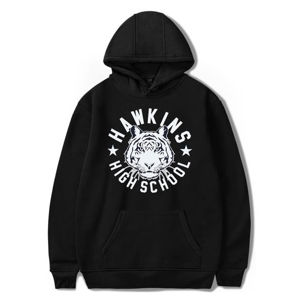 

2019 new arrival hawkins high school hoodies men casual pullover streetwear stranger things hoodies male plus size hoodie men, Black