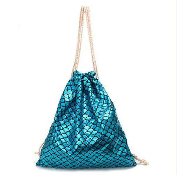 

рыбья чешуя женщины шнурок рюкзаки дорожные сумки леди девушки русалка повседневная шнурок сумки мода горячая