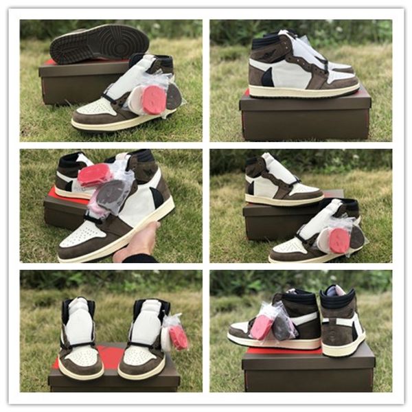 

2019 New Release Travis Scott X 1S High OG TS SP 1 Man Basketball Shoes Sail Dark Mocha University Red Outdoor CD4487-100 q8