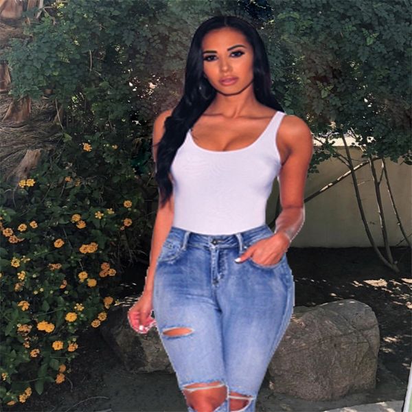 

women's jeans ripped skinny mid waist slim fit blue denim pants casual pencil