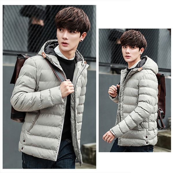 

1pcs warm jacket cotton jacket men's down hooded down, Black