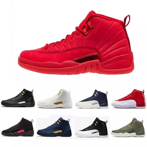 

12 gym red 12s college navy men basketball shoes michigan wings bulls unc flu game the master black white taxi sports trainer sneakers