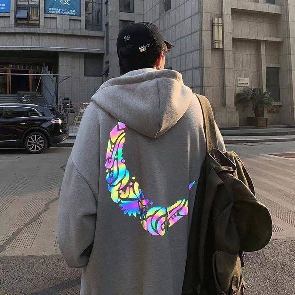 

japan cartoo hoodie funny male 2020 cool moon reflective hoodie streetwear loose black spring winter sweatshirts men streetwear