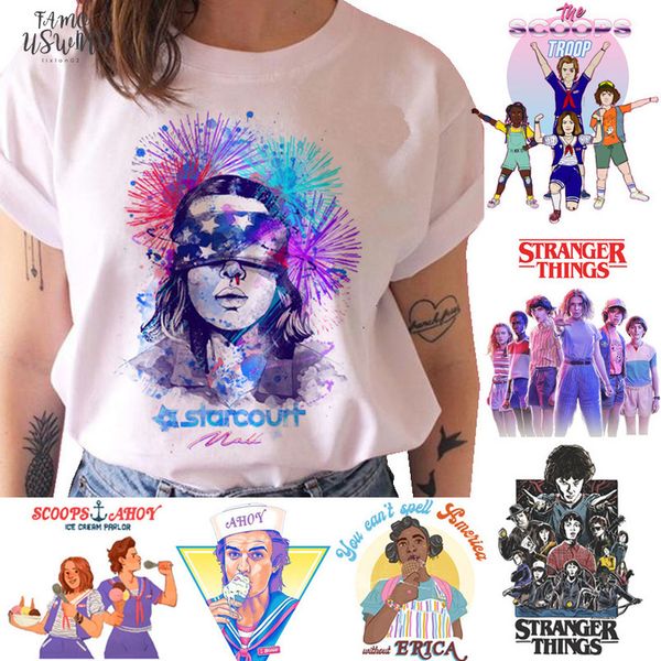 

stranger things t shirt women season 3 eleven tshirt graphic clothes female upside t shirt femme grunge tee shirts funny, White
