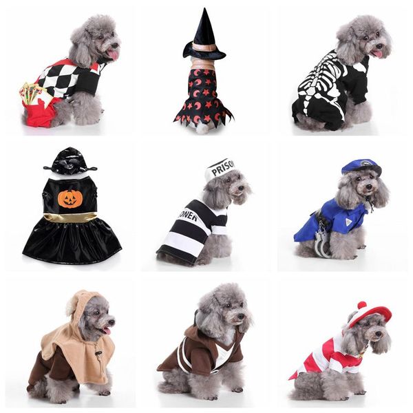 

18 designs pet dogs costumes for christmas halloween santa claus pumpkin clothes puppy dog party apparels pets coats outerwears