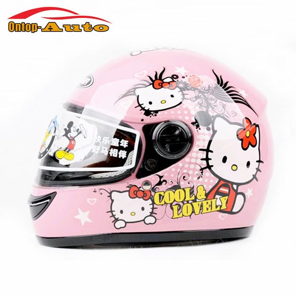 

motorcycle helmet safety winter pink kt cat full face bike helmet for kids girls children girls boys birthday gifts