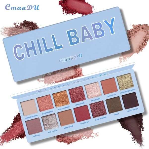 

cmaadu 14 color nude shining eyeshadow palette makeup glitter pigment smoky eye shadow pallete waterproof cosmetics