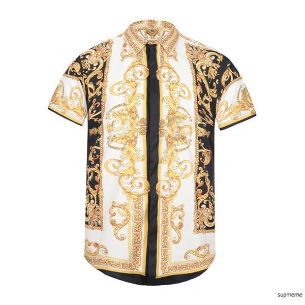 

mens versace он новый летний новая мода волны мужчины цветочный принт цвет смеси роскошные свободного покроя хлопок рубашки с коротким рукав, White;black