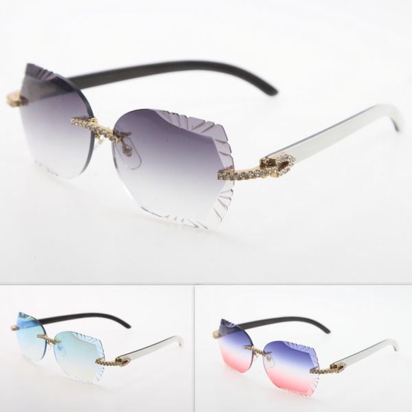 

diamond sunglasses carved lens original black white buffalo horn sunglasses rimless glasses triangle lens sun glasses cat eye eyewear, White;black