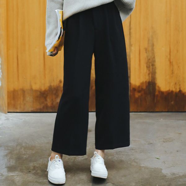 

designer sweatpants ladies pants leg wide pants ulzzang women solid trousers loose casual elegant womens korean style chic school girls, Black;white
