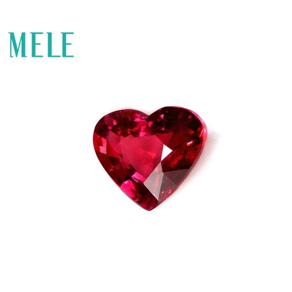 

mele 1.2ct 9x7x3.4mm heart shape natural unburned ruby for jewelry making mian loose, Black
