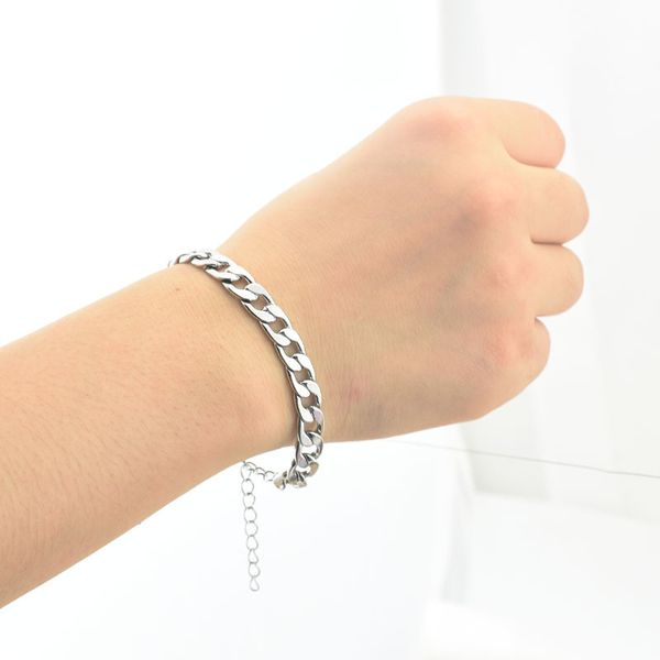 

из нержавеющей стали человек браслет подарков мужской готика цепочка на руку аксессуары пара регулируемые браслеты wholesale2019, Silver