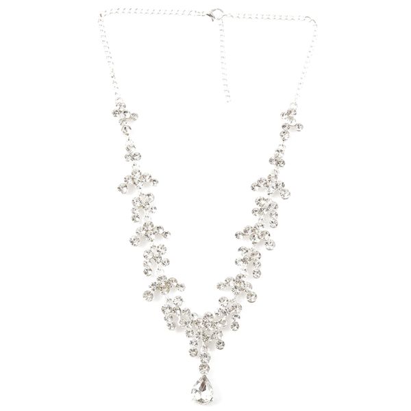 

wedding party bridal bridesmaid flower crown tiara+necklace earring set, Silver