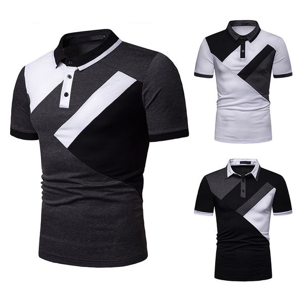 

2019 new style summer fashion youth men mixed colors loose-fit ouma short sleeve polot shirt, White;black