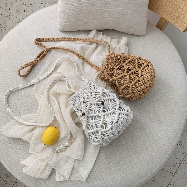 

coneed women's fashion tassel woven shoulder bag solid color handbag woven beach bags messenger bags 2019 may20 p35