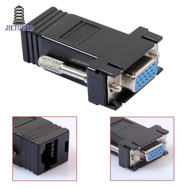 

100pcs/lot factory price selling new vga extender female to lan cat5 cat5e rj45 ethernet female adapter