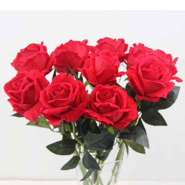 

length 55cm 5 pieces red purple artificial rose flower wedding decoration valentine's day gift fake flower