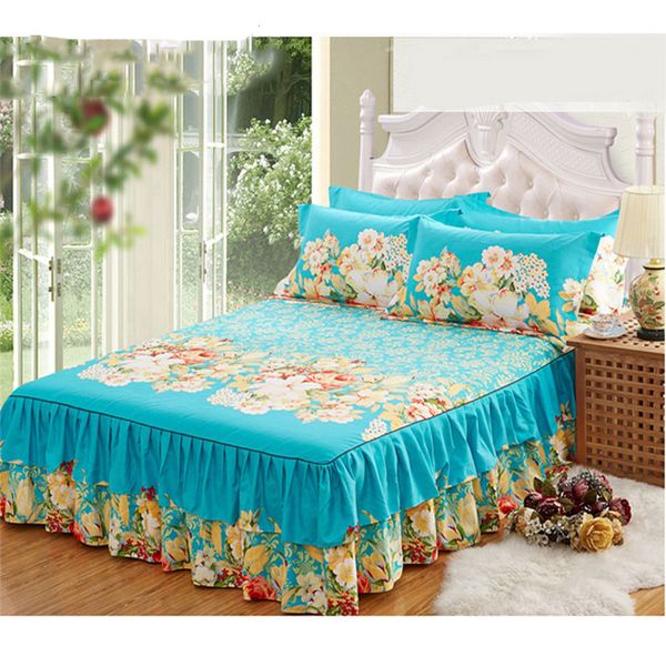

pillowcase&bed skirt sanding bedspread queen thickened fitted sheet single double bed dust ruffle princess bedsheet