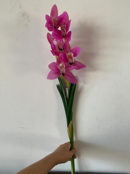

artificial orchid flower branch with leaves home shop table decorative flowers