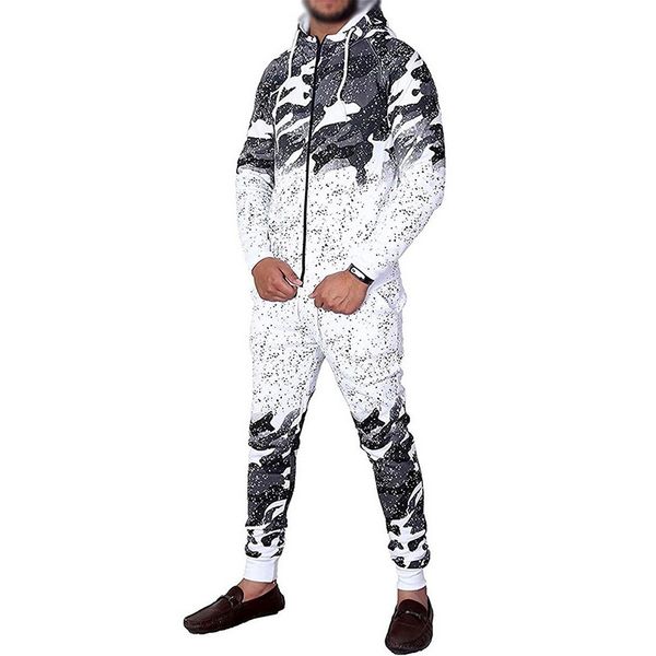 

CALOFE 2018 Camouflage Jacket Sets Men Camo Printed Sportwear Mens Tracksuit Top Pants Suits Hoodie Coats Trousers Autumn Winter