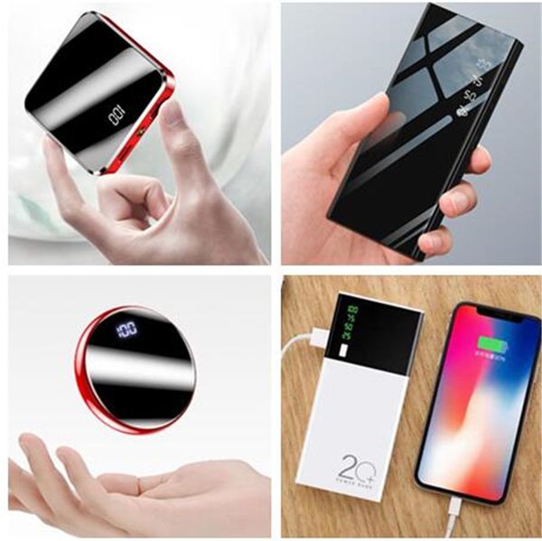 

mini slim power bank portable charger battery 20000mah double usb led flashlight powerbank for iphone android mobile phone tablet pc