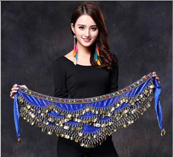 

women belly dance costume hip scarf accessories belt skirt bellydance coins silk scarf waist chain wrap crystal dancewear, Black;red