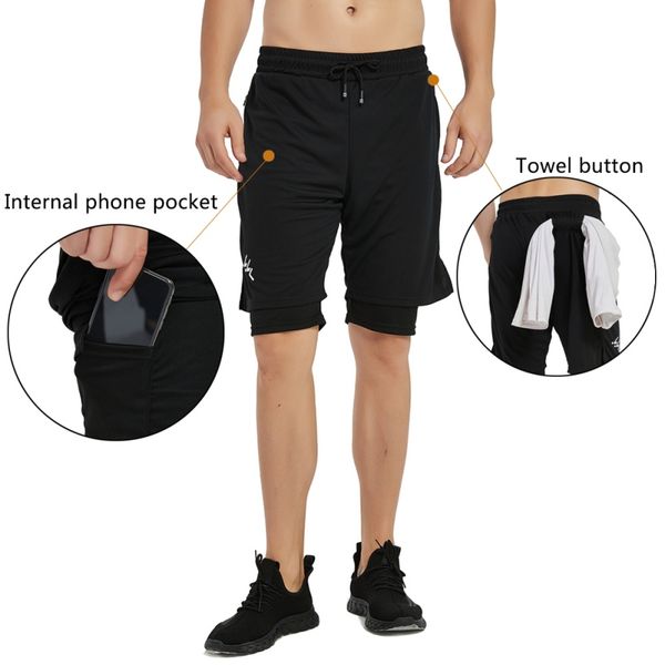 

men's fitness bodybuilding workout built-in pockets short pants men shorts running shorts quick drying sport gyms, Black;blue