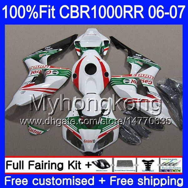 Einspritzkörper + Tank Castrol grün heiß für HONDA CBR1000 RR CBR 1000 RR 2006 2007 276HM.36 CBR 1000RR 06-07 CBR1000RR 06 07 OEM-Verkleidungsset