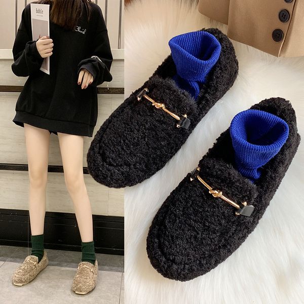 

women's outer wear new style versitile fashion casual loafers slip-on, Black