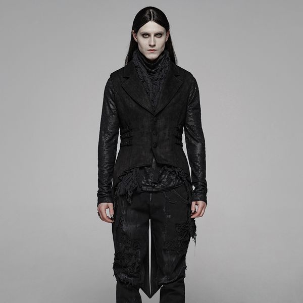 

панк rave мужского gothic цветочных ласточка-белохвост жилет цветочной suede ткани slim fit званый ужин ретро формальный mens зима vest, Black;white