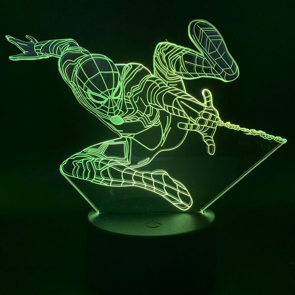 

led night light spiderman light for children modern gift nightlights for kids bedroom battery operated 3d lamp spiderman novetly