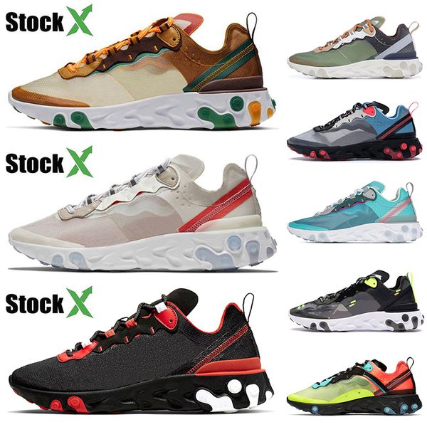 

script react 87 55 element undercover x orange peel sail bred green running shoes mens trainers olt racer pink women sneakers 36-45, White;red