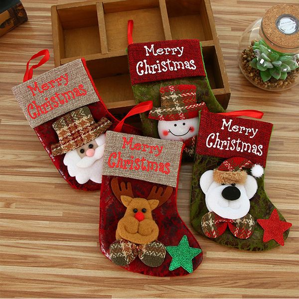 

christmas gifts candy beads christmas santa claus snowman socks decorations stockings gift bags 17cm*10cm ##