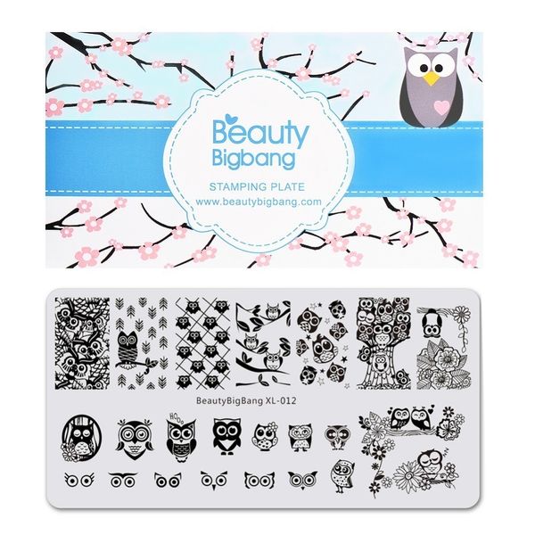 

beautybigbang new 1pc nail stamping plates summer owl pattern nail template plate rectangle stamp for nails bbb xl-012, White