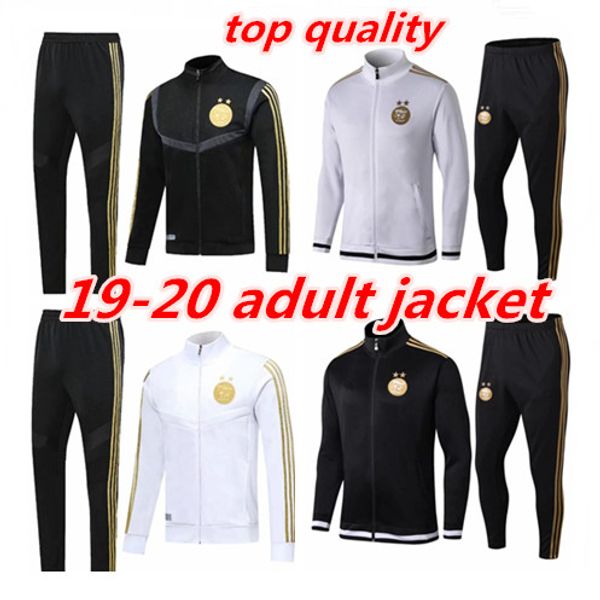 

2019 2020 algeria full zipper tracksuit mahrez 19 20 bounedjah survetement maillot de foot feghoul sportswear jacket training suit, Black