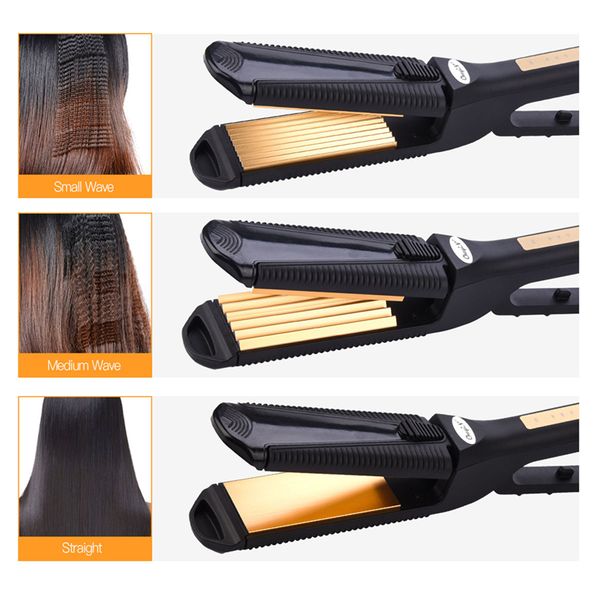 

electric hair straightener waves straightening corrugated iron fast warm-up crimper curler mini ripple corrugation styling tools, Black