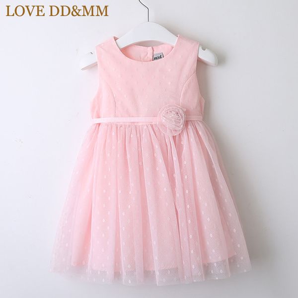 

love dd&mm girls dresses 2020 spring new kid's wear girls sweet three-dimensional flower dot mesh gauze vest princess dress, Red;yellow