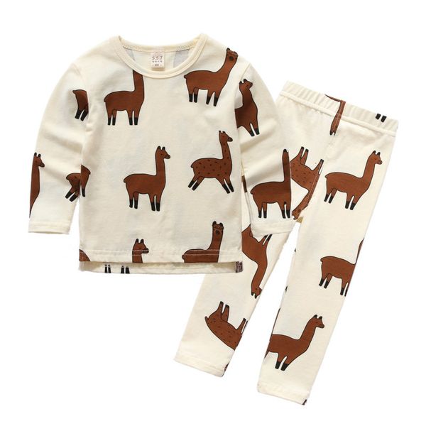 

tiny cottons 2019 new kids clothes set animal alpaca print baby boys girls pajamas sets fashion design children clothing novelty t200104, White