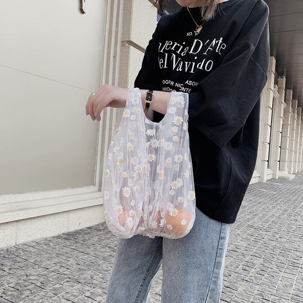 

niche little daisy bag female 2020 spring and summer new mesh lace handbag net red small fresh shopping bag