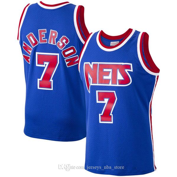 

men new jersey net 7 kenny anderson 32 eving 3 petrovic mitchell & ness blue 1993-94 hardwoods classics swingman player jersey01, Black;red