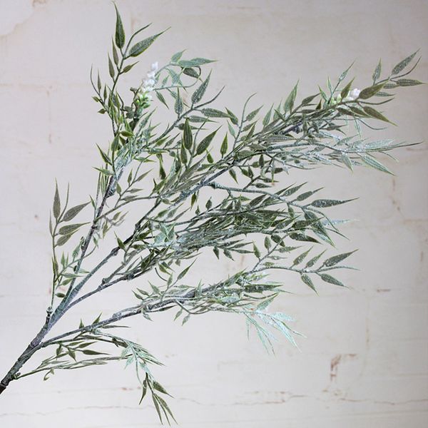 

flocked leaves long branch flower arrangement greens plastic artificial flowers faux foliage xmas decor fake plants eucalyptus