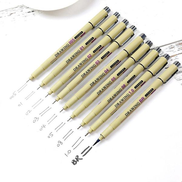 

6/7/8/9pcs black technical graphic fine hook line painting drawing pen sketch pxpa