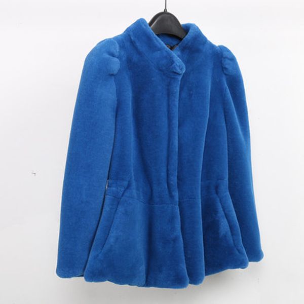 

women small fish tail faux fur coat n64, Black