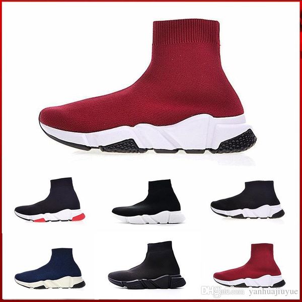 

2019 new paris speed trainers knit sock shoe original designer mens womens sneakers high casual shoes with box