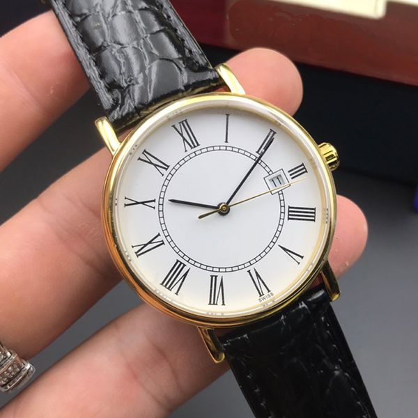 

Классическая мужская марка Дизайнерская бирка Роскошные часы Кожаный ремешок Ус