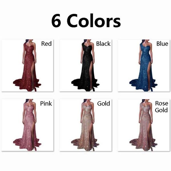 

Euro-American Women's Sexy One-shoulder Longuette Sleeveless Gilded Dress With Long Open Skirt Fashion Lady Formal Attire