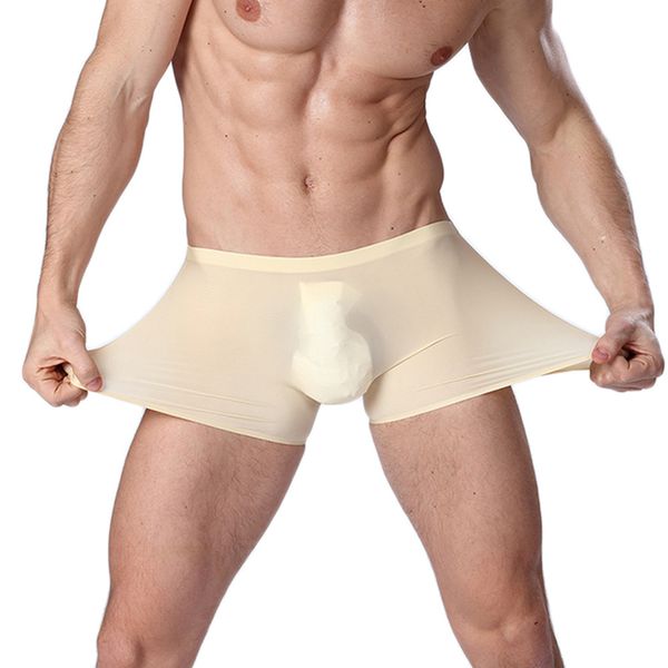 

3d бесшовные u выпуклые mens boxer ice шелковый бесшовные дышащий mens boxer shorts голова большой размер спорт боксер штаны tide, Black;white