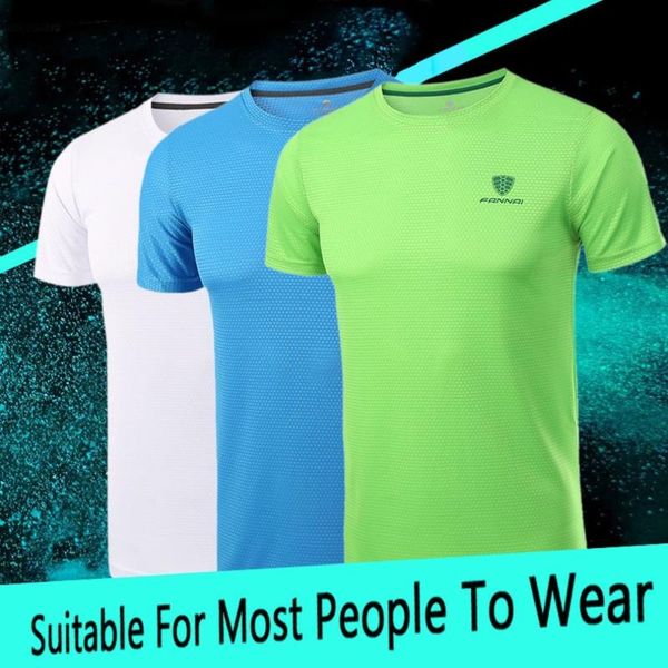 

fannai men's sportswear running shirt men sport t-shirt outdoor jogging gym loose training short sleeve shirt, Black;blue