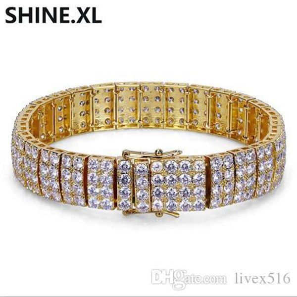 

13см золото / серебро цвет гальваническим iced out micro pave кубический циркон теннис браслеты hip hop цепочки браслеты, Black